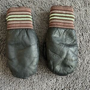 Striped Black and Brown Kids Mittens